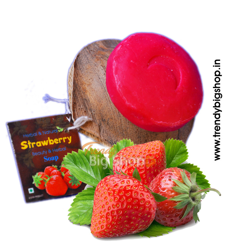 Strawberry Soap, Handmade Natural Herbal Skin Soap Pack of 3