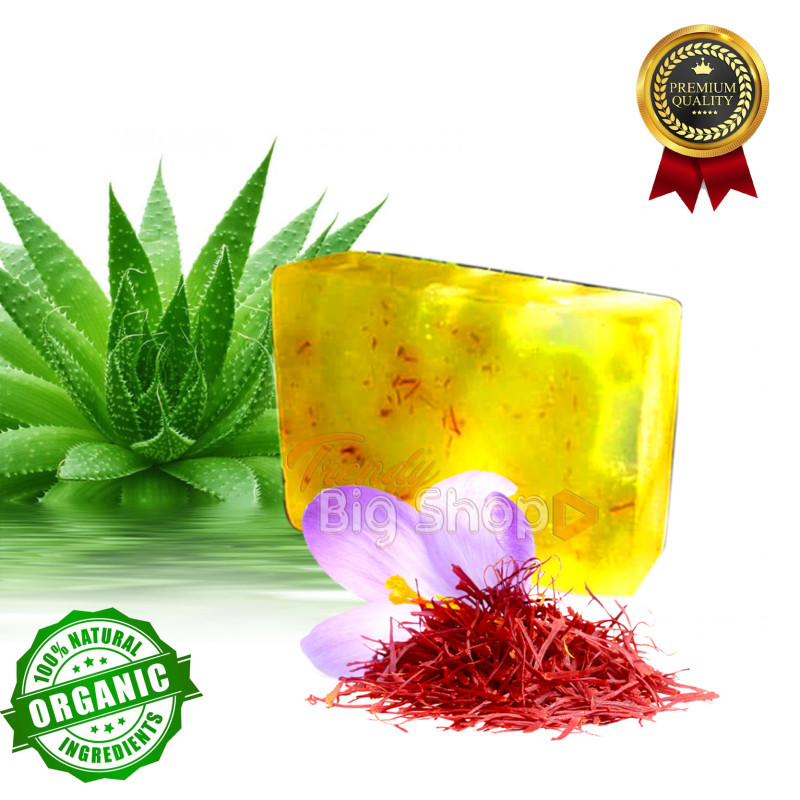 Aloe vera with saffron Soap, Fresh Homemade Organic Skin Care Glycerin Soap, chemical free, Pure and Natural Herbal Handmade Soap Online